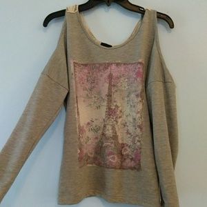 Paris Cold Shoulder Graphic Sweatshirt